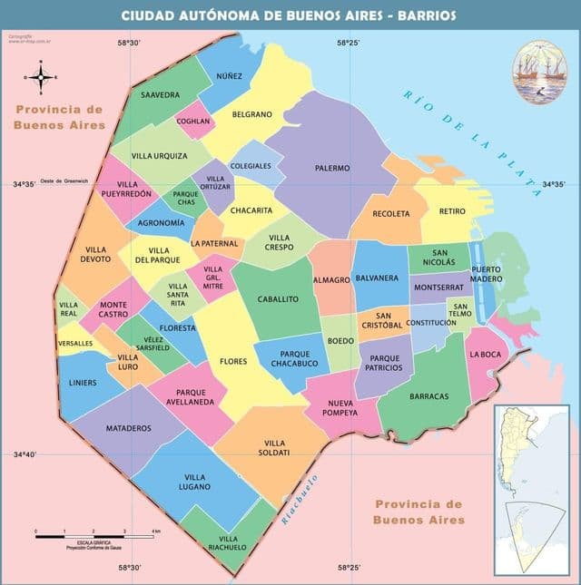 خريطة أحياء بوينس آيرس