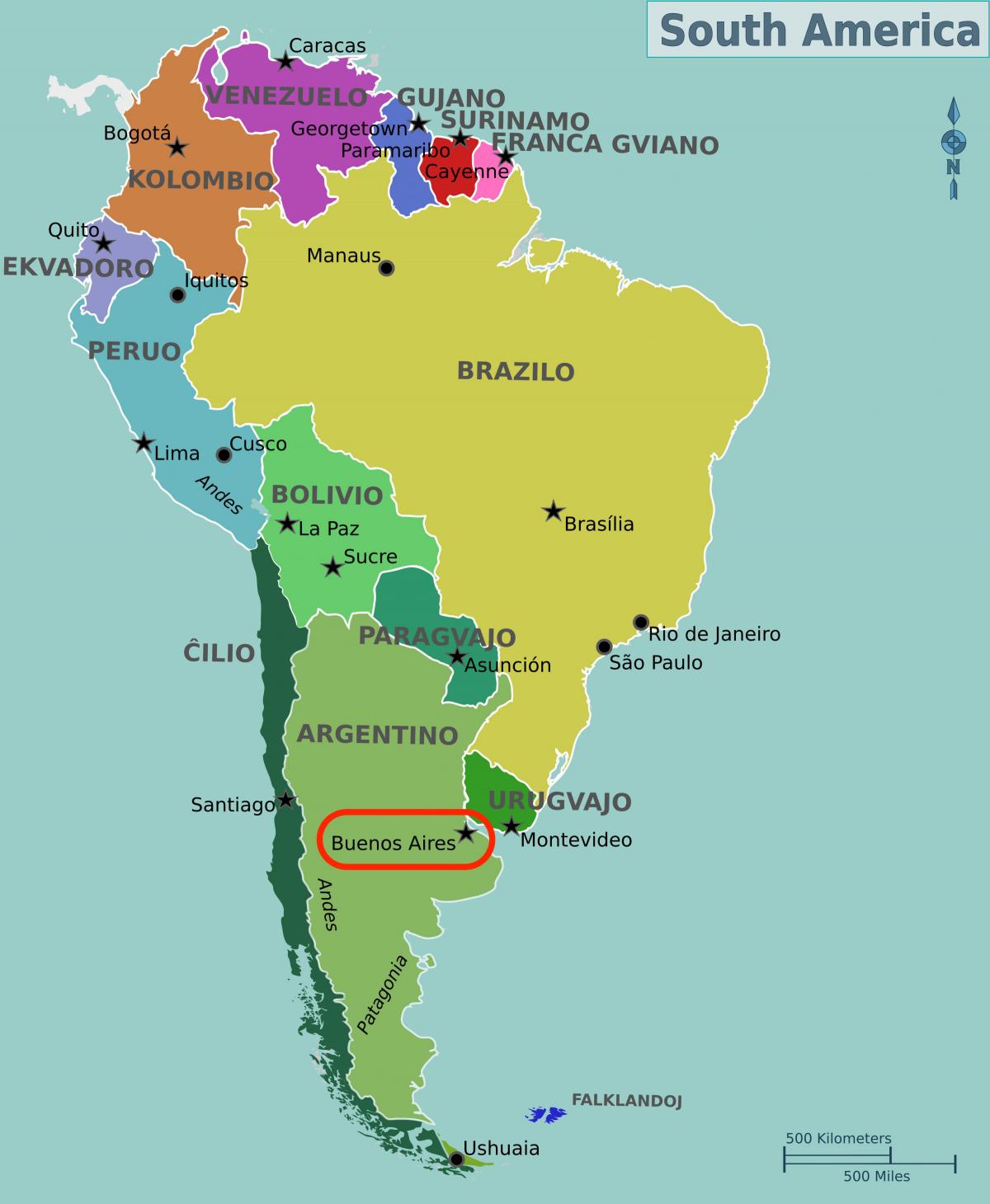 بوينس آيرس على خريطة الأرجنتين