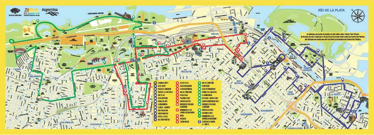 بوينس آيرس هوب أون هوب أوف خريطة جولات الحافلات