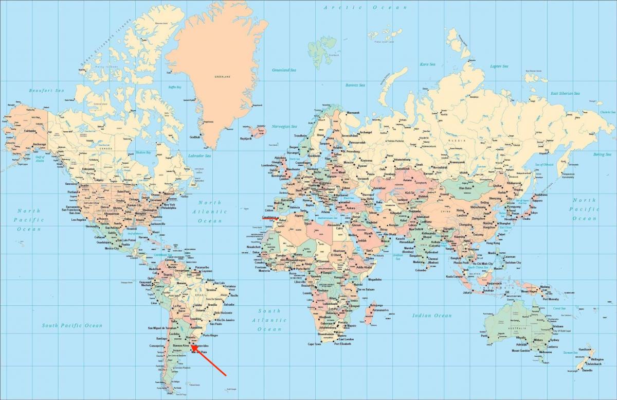 بوينس آيرس الموقع على خريطة العالم